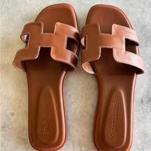 Women's Brown Slide Sandals